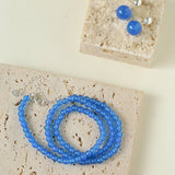 Glacier Blue Onyx 4mm Beaded Necklace - floysun