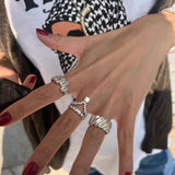 Glacier Irregular Sugar Cube 925 Sterling Silver Statement Ring - floysun