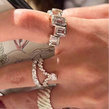 Glacier Irregular Sugar Cube 925 Sterling Silver Statement Ring - floysun