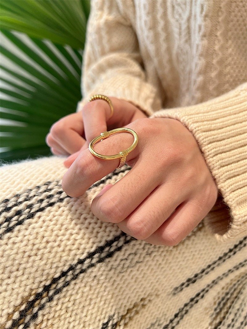Glamorous Adjustable Oval Rings - Gold - floysun