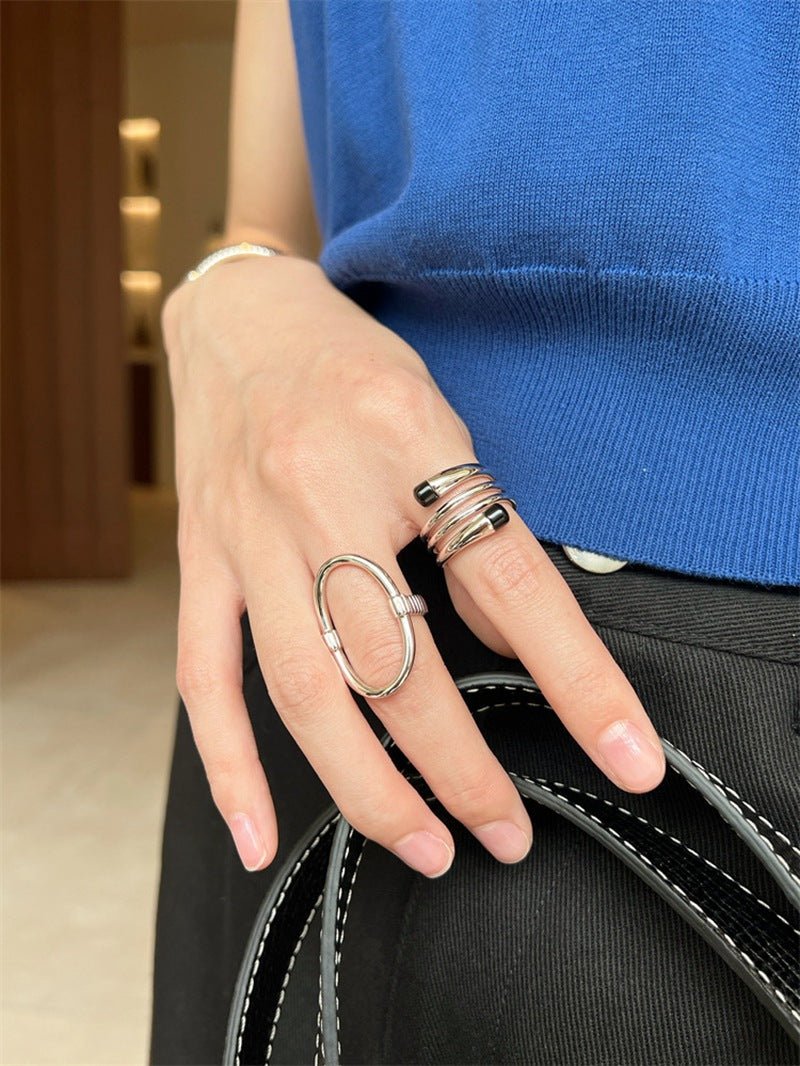 Glamorous Adjustable Oval Rings - Silver - floysun