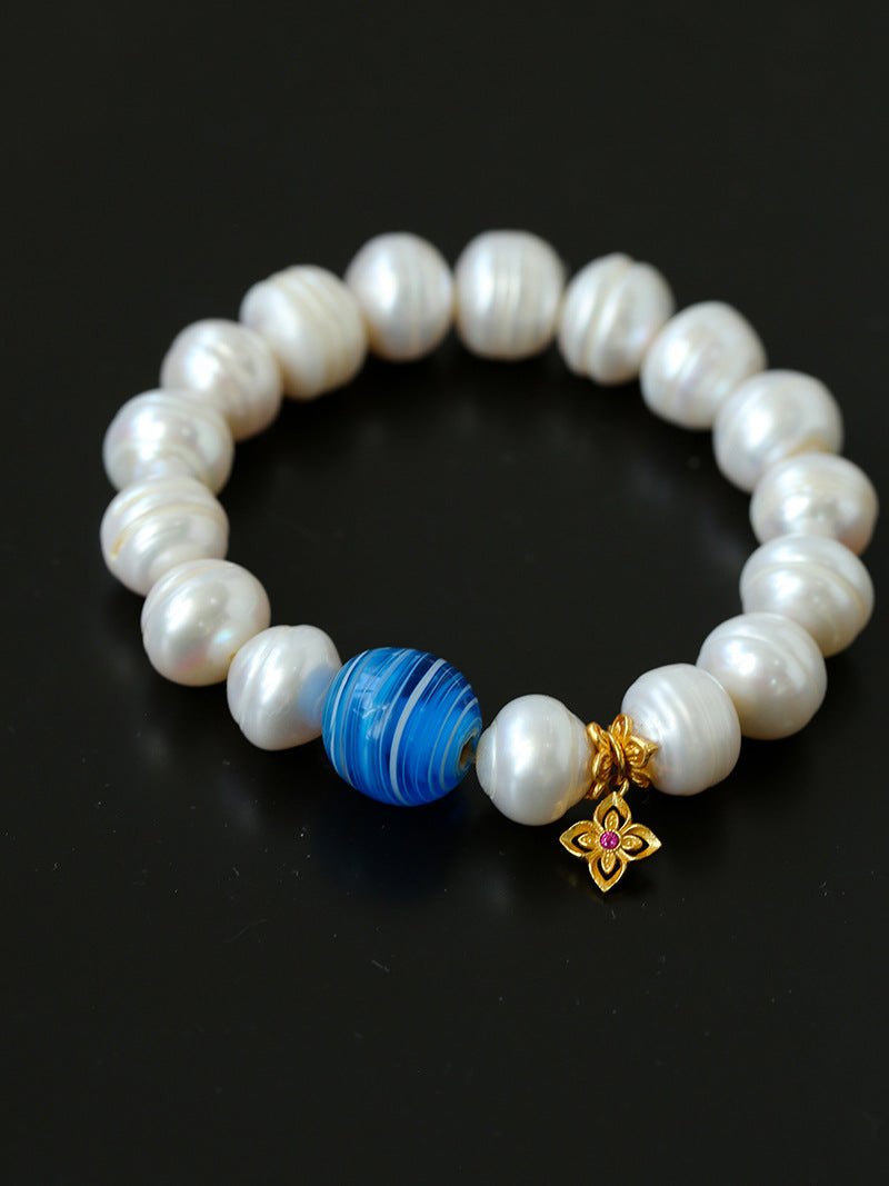 Glass and Baroque Pearl Beaded Bracelet - floysun