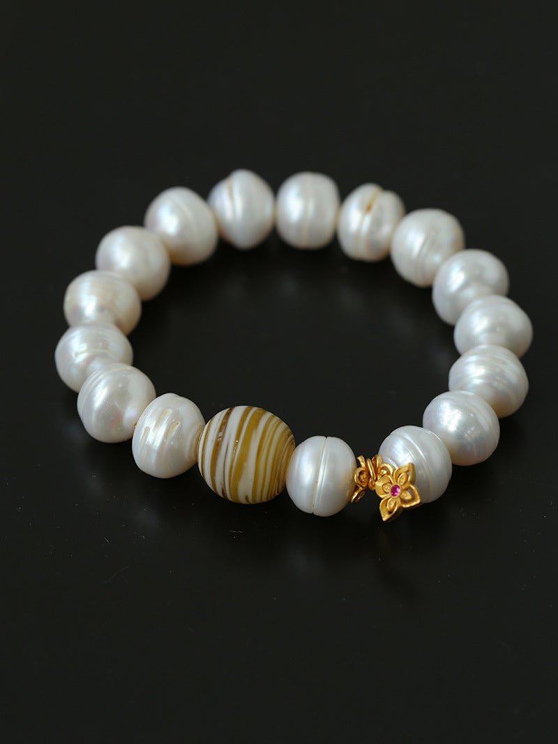 Glass and Baroque Pearl Beaded Bracelet - floysun
