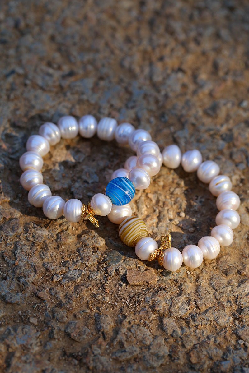 Glass and Baroque Pearl Beaded Bracelet - floysun