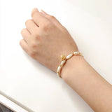 Glittering Ripple Shell & White Crystal Bracelet - floysun