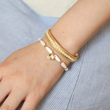 Glittering Ripple Shell & White Crystal Bracelet - floysun