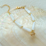 Glittering Ripple Shell & White Crystal Bracelet - floysun