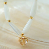 Glittering Ripple Shell & White Crystal Bracelet - floysun