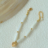 Glittering Ripple Shell & White Crystal Bracelet - floysun