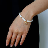 Glittering Ripple Shell & White Crystal Bracelet - floysun