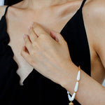 Glittering Ripple Shell & White Crystal Bracelet - floysun