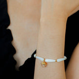 Glittering Ripple Shell & White Crystal Bracelet - floysun