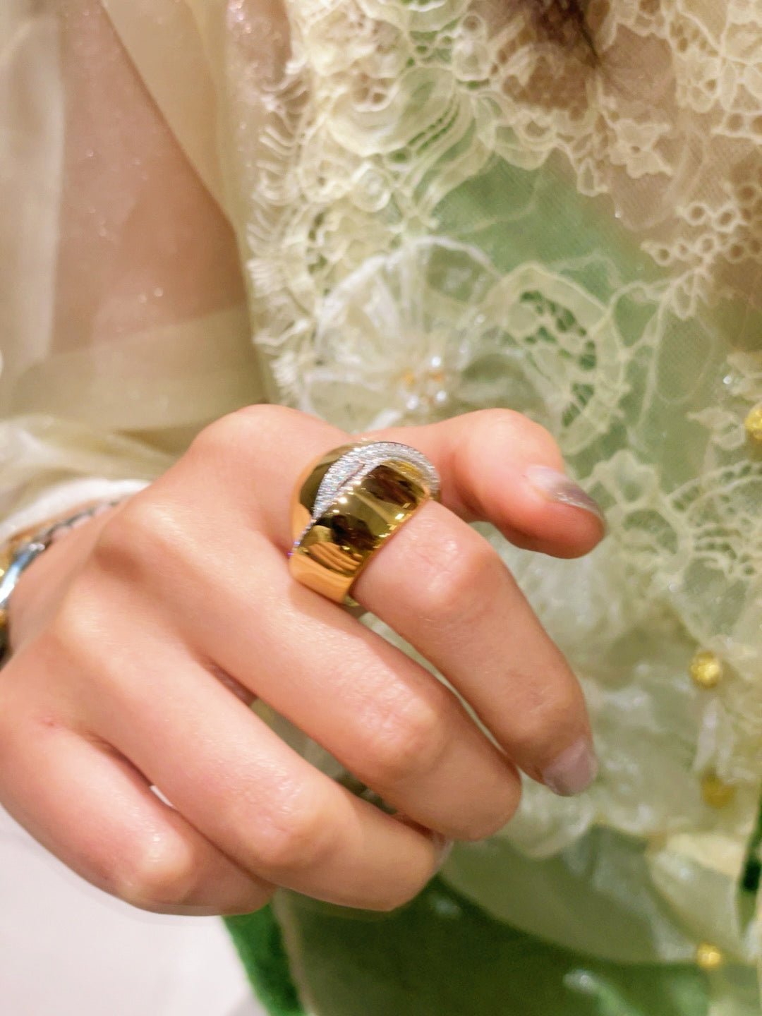 Glossy Cross Dome Ring - floysun