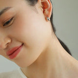 Small Glossy Water Drop Huggie Earrings - Silver