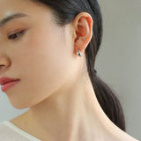 Small Glossy Water Drop Huggie Earrings - Silver