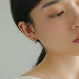 Small Glossy Water Drop Huggie Earrings - Silver