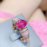 Goddess Pink Shell & Sapphire Cocktail Ring - floysun
