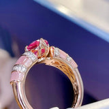 Goddess Pink Shell & Sapphire Cocktail Ring - floysun