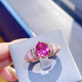 Goddess Pink Shell & Sapphire Cocktail Ring - floysun