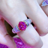 Goddess Pink Shell & Sapphire Cocktail Ring - floysun