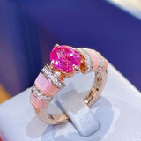Goddess Pink Shell & Sapphire Cocktail Ring - floysun