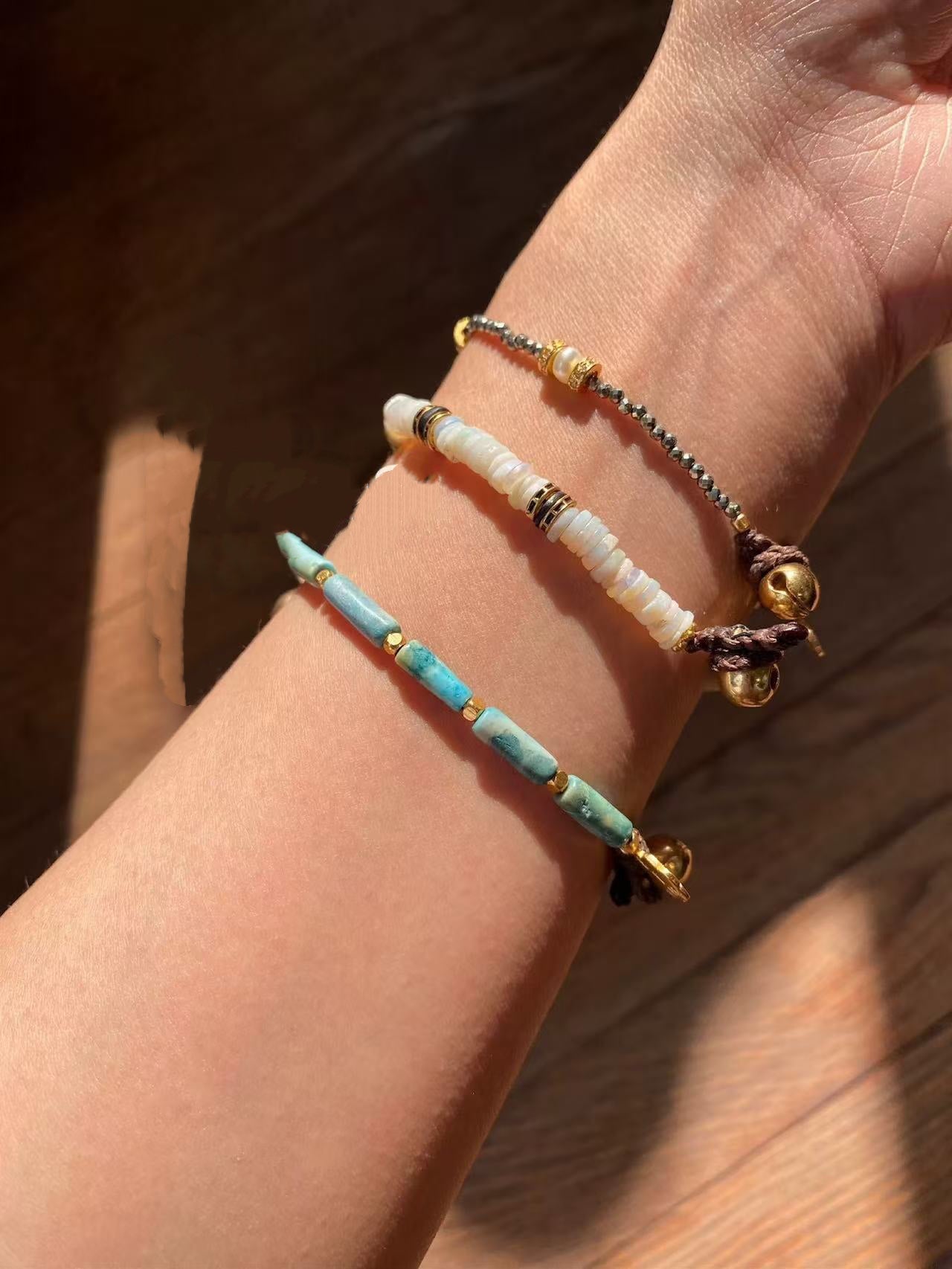 Gold Ore & Pearl Beaded Bracelet - floysun