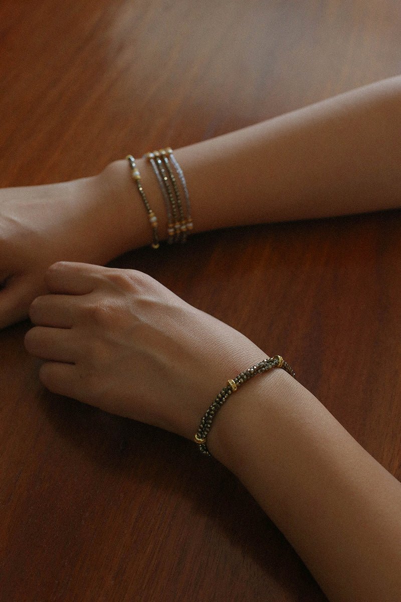 Gold Ore & Pearl Beaded Bracelet - floysun