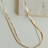Gold & Silver Two - Tone Snake Chain Long Necklace - floysun