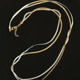Gold & Silver Two - Tone Snake Chain Long Necklace - floysun