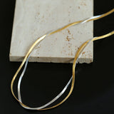 Gold & Silver Two - Tone Snake Chain Long Necklace - floysun
