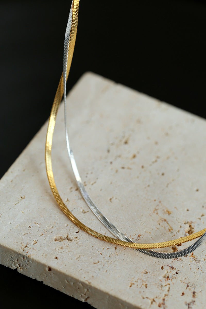 Gold & Silver Two - Tone Snake Chain Long Necklace - floysun