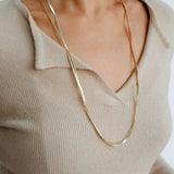 Gold & Silver Two - Tone Snake Chain Long Necklace - floysun