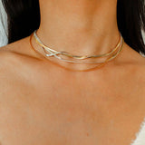 Gold & Silver Two - Tone Snake Chain Long Necklace - floysun
