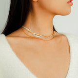 Gold & Silver Two - Tone Snake Chain Long Necklace - floysun