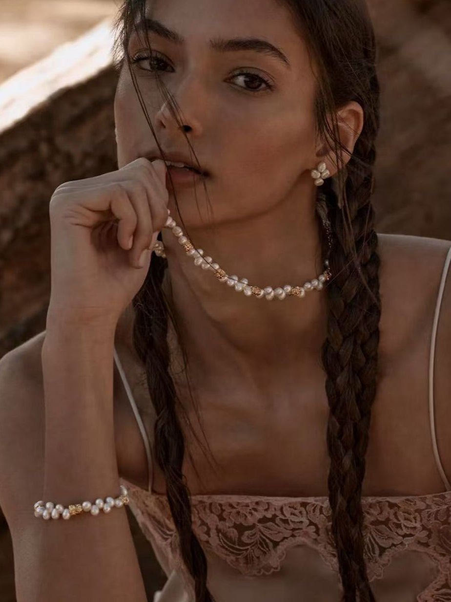 Golden Bean Staggered Pearl Bracelet - floysun