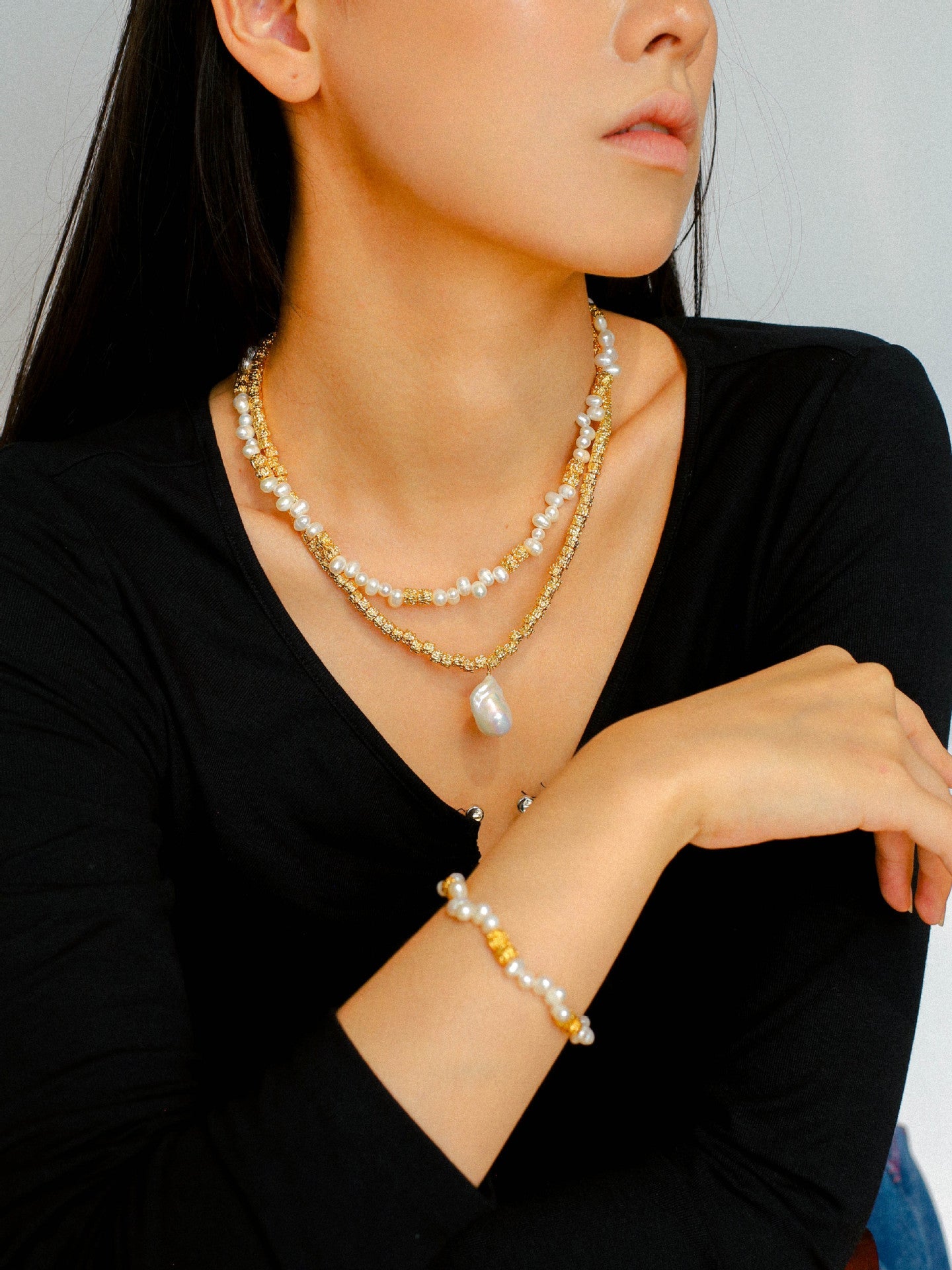 Golden Bean Staggered Pearl Bracelet - floysun