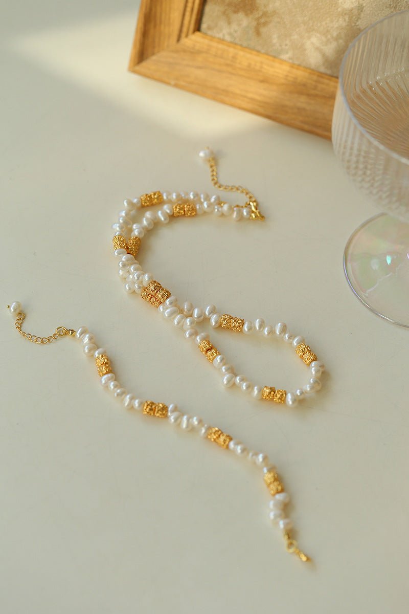 Golden Bean Staggered Pearl Bracelet - floysun