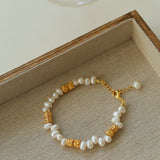 Golden Bean Staggered Pearl Bracelet - floysun