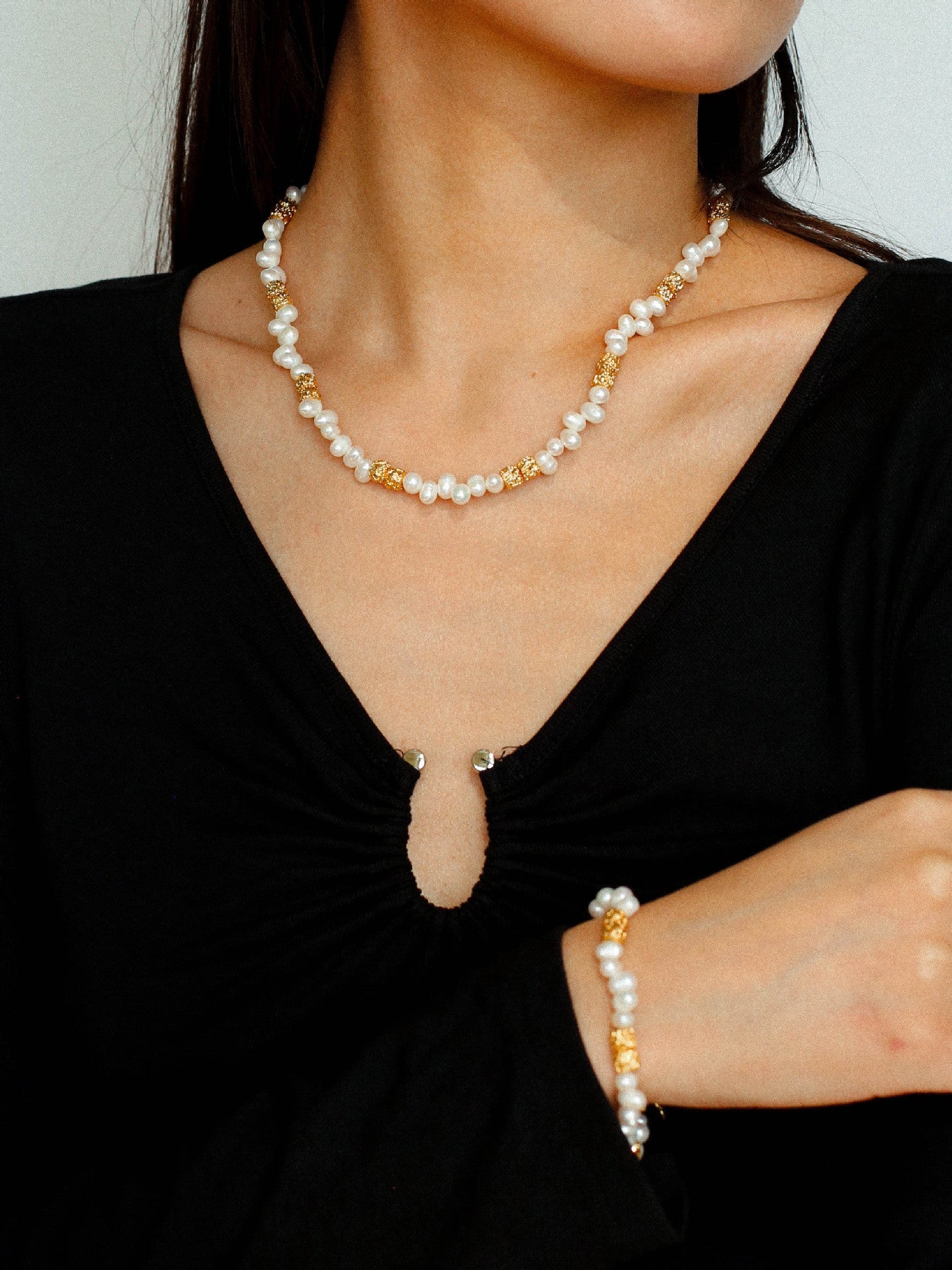 Golden Bean Staggered Pearl Bracelet - floysun