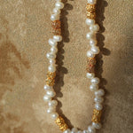 Golden Bean Staggered Pearl Necklace - floysun