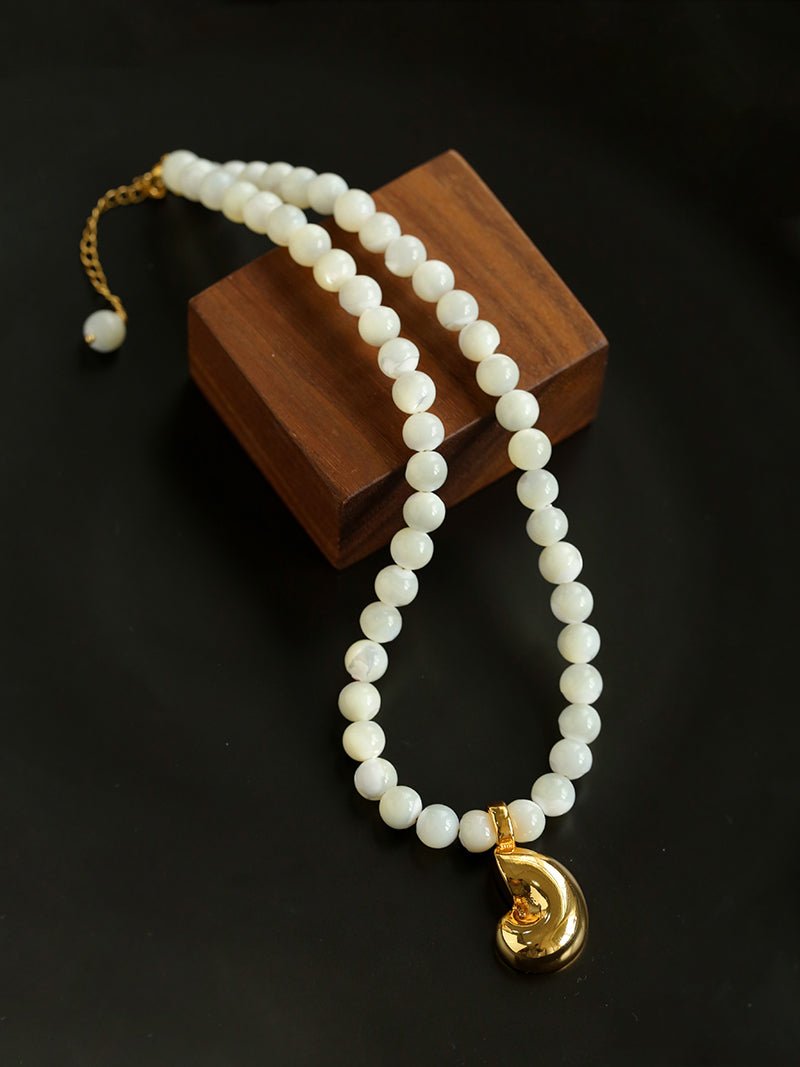 Golden Conch White Shell Dream Necklace - floysun