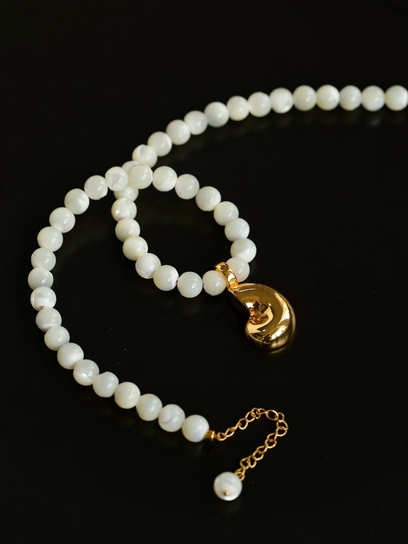 Golden Conch White Shell Dream Necklace - floysun