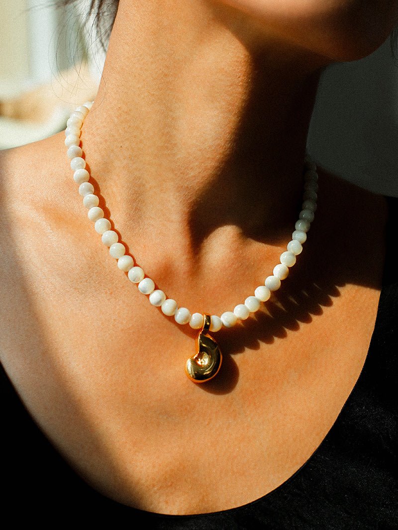 Golden Conch White Shell Dream Necklace - floysun
