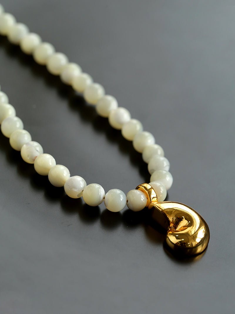 Golden Conch White Shell Dream Necklace - floysun