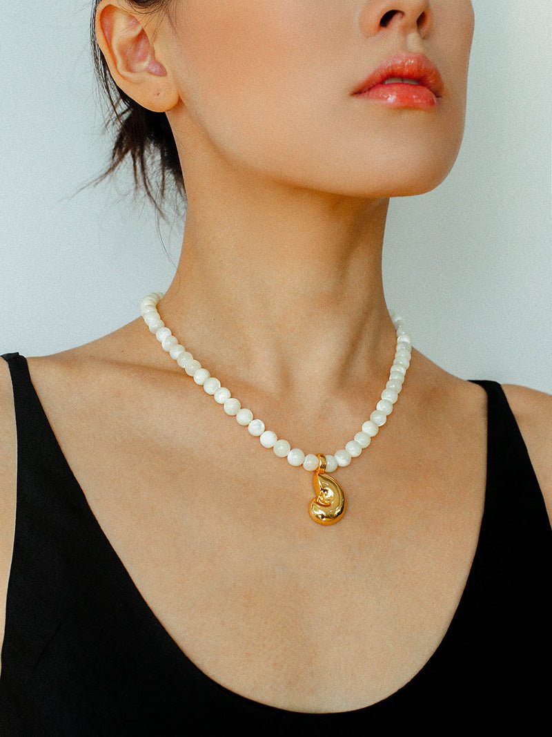 Golden Conch White Shell Dream Necklace - floysun