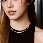 Golden Harmony Baroque Pearl Chain Collar Necklace - floysun