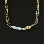 Golden Harmony Baroque Pearl Chain Collar Necklace - floysun