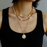 Golden Harmony Baroque Pearl Chain Collar Necklace - floysun