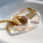 Golden Harmony Baroque Pearl Chain Collar Necklace Baroque Pearl Style - floysun