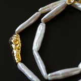 Golden Harmony Baroque Pearl Chain Collar Necklace Baroque Pearl Style - floysun